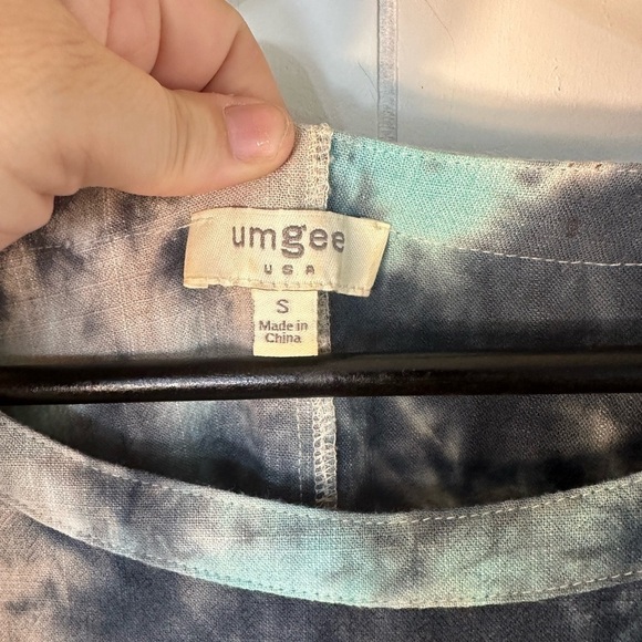 Umgee Women’s Small Blue Tie-dye Linen Blend Midi Dress - Picture 2 of 9